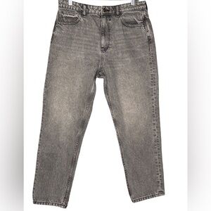 Zara Acid Wash Slim Straight Jeans Size 10 Black 100% Cotton